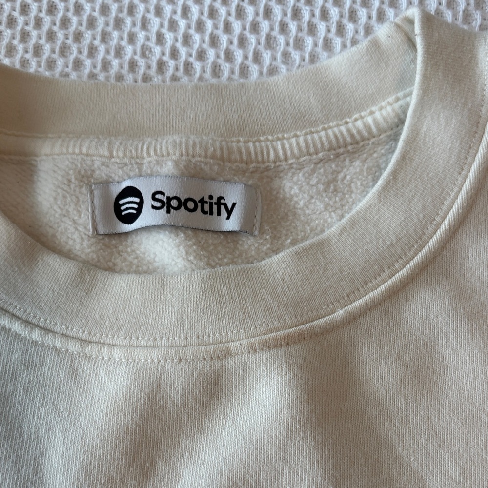 Spotify Crewneck Sweatshirt Cream, size Large Made in USA, 100% cotton - Picture 2 of 9